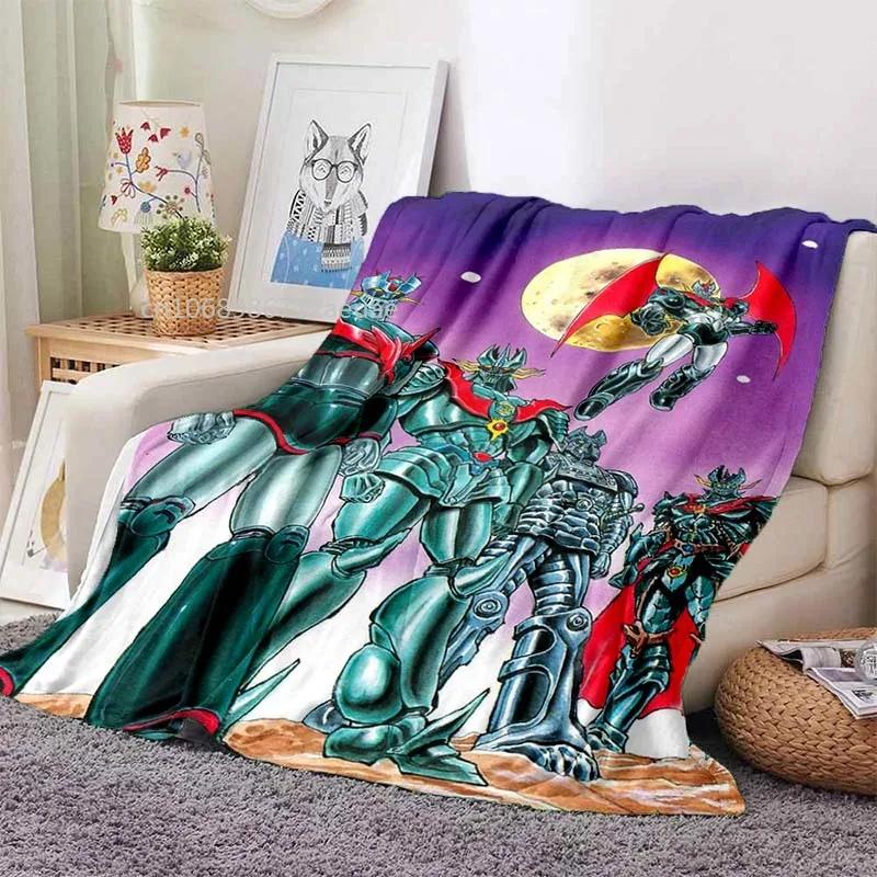 Mazinger Z UFO Robot Grendizer Flannel Blanket Cartoon Anime Children Soft Cover Lightweight Bed Sofa Chair Blanket