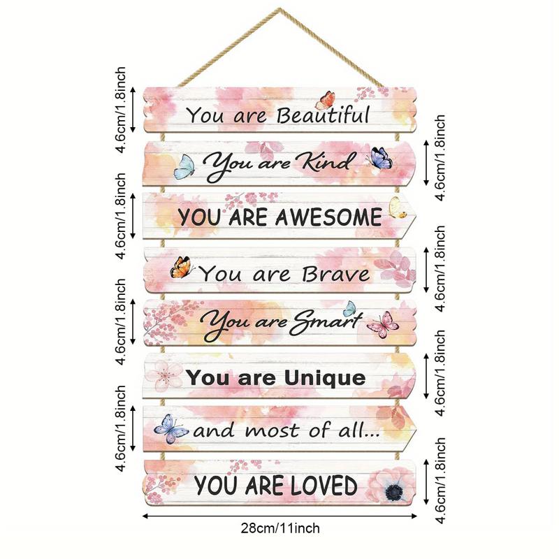 Putuo Decor 1Pc Inspirational Quotes Wooden Hanging Sign You Are Beautiful You Are Kind Gift