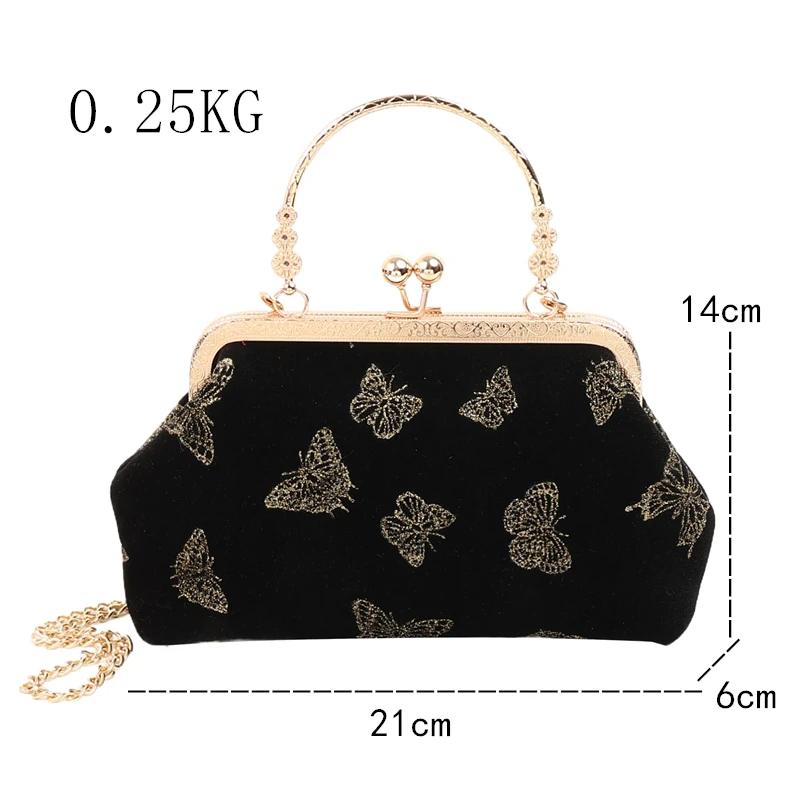 Luxury Velvet Evening Clutch Bag Women Bride Wedding Clutch Chain Vintage Shoulder Crossbody Bags Party Handbag Daily Use Purse