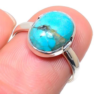 Natural Tibetan Turquoise Gemstone 925 Solid Sterling Silver Gift Ring S.7 M9g38