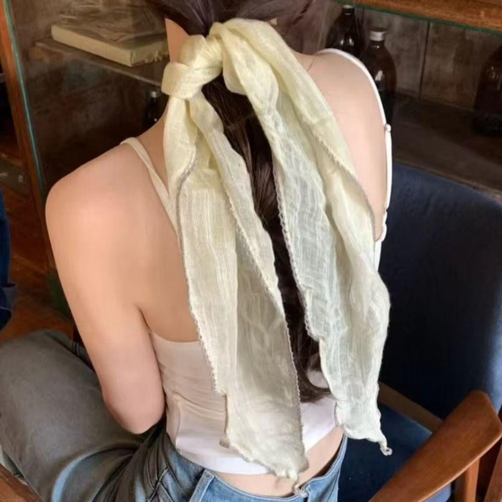 Cotton and Linen Fresh Small Scarf Thin Korean Shawl Scarf Triangular Hair Band  Spring/Summer