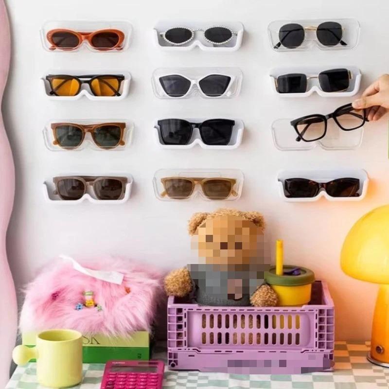 1/2/3pcs Glasses Storage Box Wall Mounted Perforated Glasses Frame Glasses Sunglasses Display Rack Sunglasses Display Rack