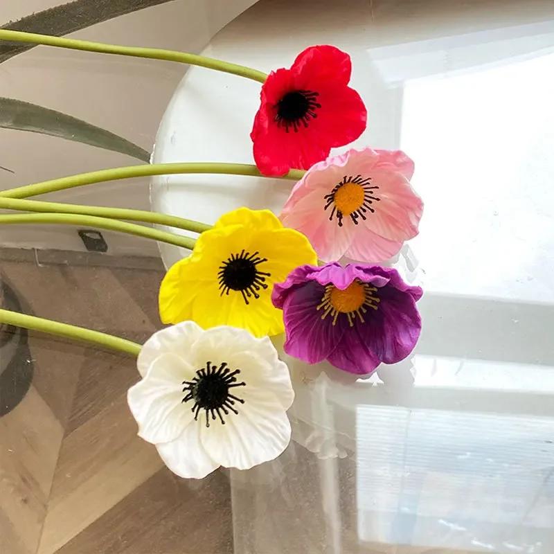 5/1PC 29CM PU Mini Poppy Flower Artificial Flower Ins Home Decoration Poppy Beauty Photography Props Ornaments Simulation Plants