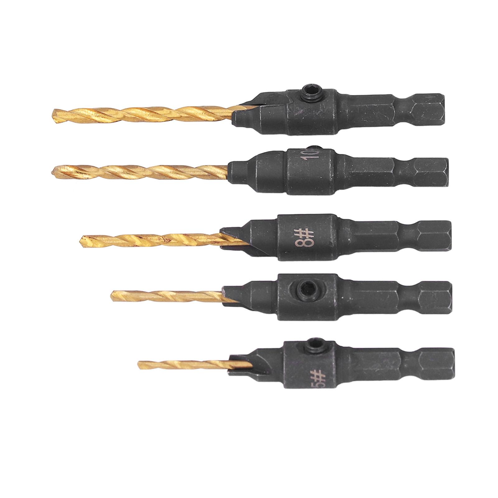 

5Pcs Countersink Drill Bit 14in Hex Shank HSS Drilling Tool Set Kit for Woodworking