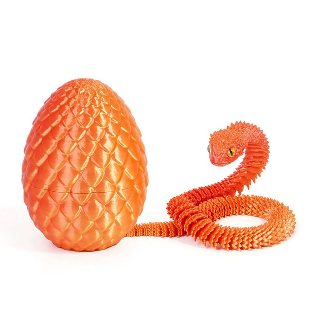 3D Printed Snake Egg Action Figure Toys Creative Stress Relief Rotatable Desktop Ornament Gift for Kids Adults