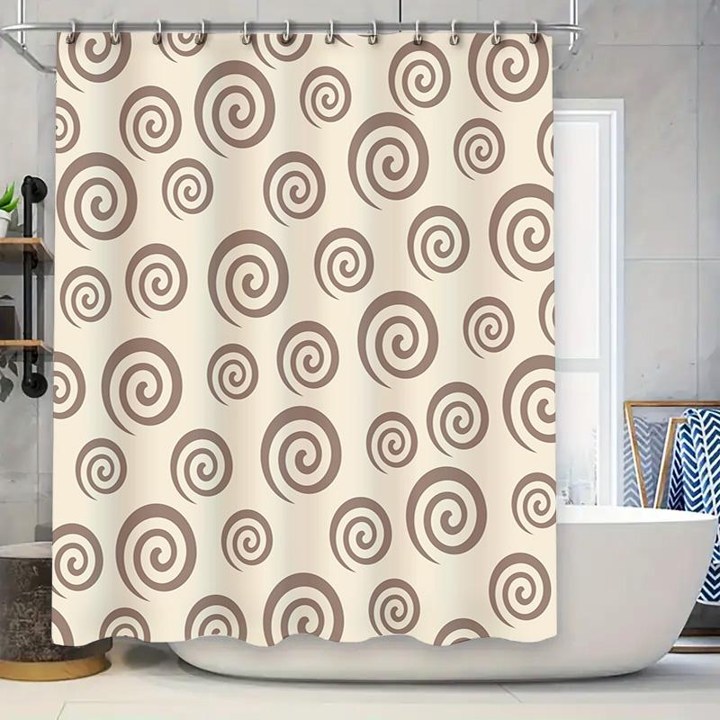

Шторка для душа Whirlpool Современный домашний декор Водонепроницаемая ткань Шторки для душа для ванной комнаты с пластиковыми крючками (Коричневый/Бежевый) 200x180cm