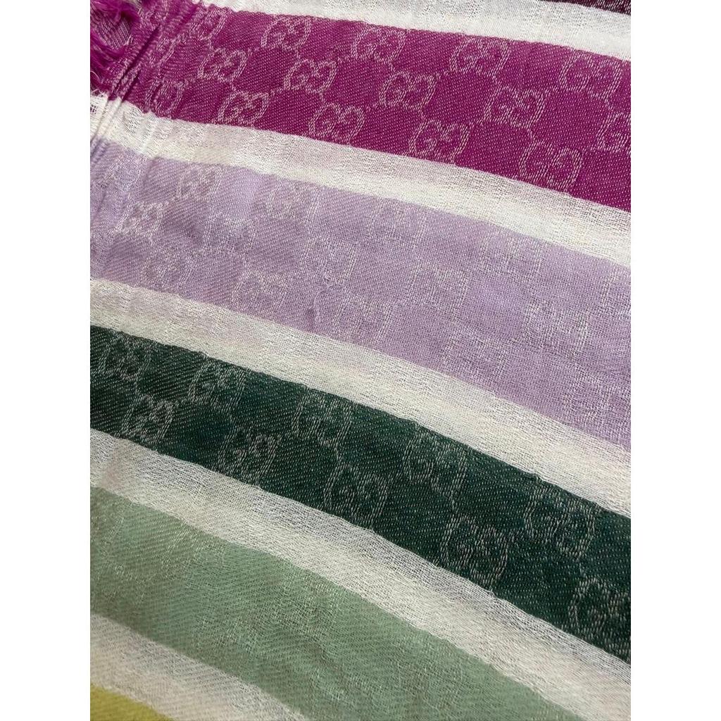 Used USED GUCCI GG Logo Multicolor Border Large Stole