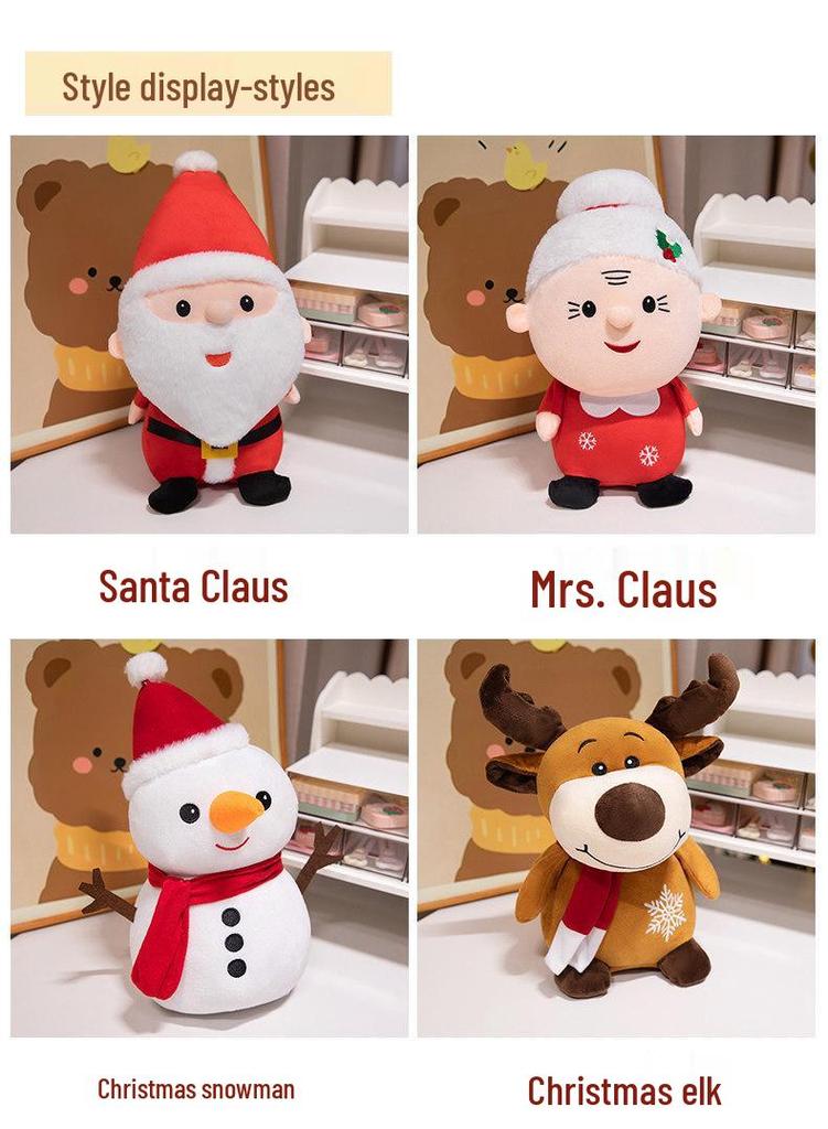 Christmas Santa Claus, Snowman, and Reindeer Plush Toy Decorations