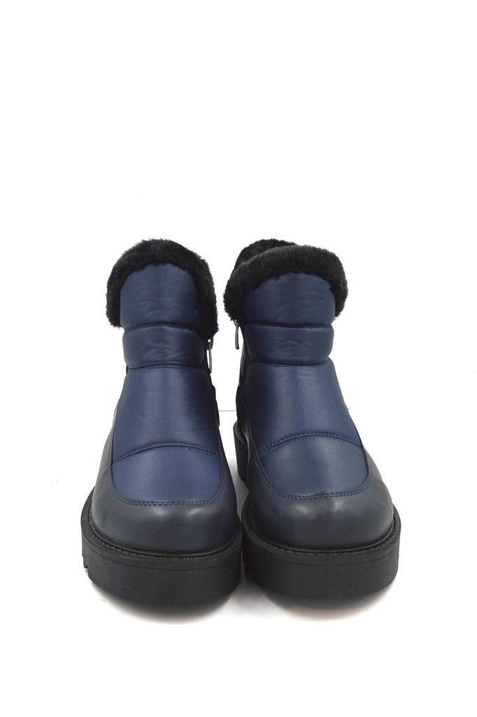 Women Modern Stylish Fashion Boots Genuine Leather Navy Blue Handmade Comfortable Casual Snow Boots