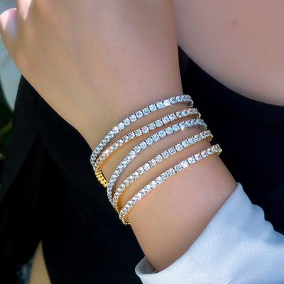 Single Row Diamond 3Mm Hip Hop Tennis Bracelet Full Diamond Design Super Flash Zircon Jewelry