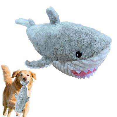 Plush Shark Dog Chew Toy Squeaky Stuffed Sea Animal Boredom Reduction Dog Teething Interactive Animal Plushie Toy Pet Supplies