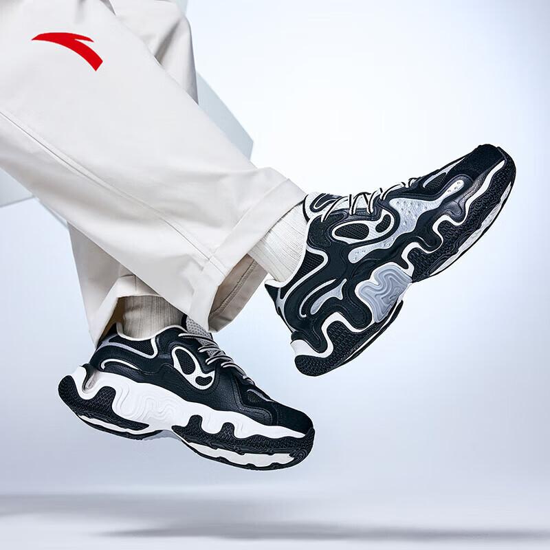 Anta Versatile Simple Shock Absorbing Non-Slip Low-Top Casual Shoes Men Sneakers Black White Silver 112428855-2