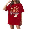 Women's Round Neck Short Sleeve T-Shirt with Music Festival Print for Casual Events