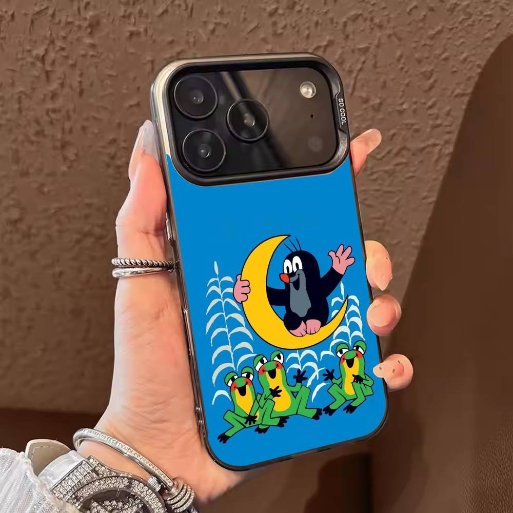 Classic Cartoon Little Mole Phone Case For iPhone 17,16,15,14,13,12,11,Pro Max,Plus black Candy Silver Cover