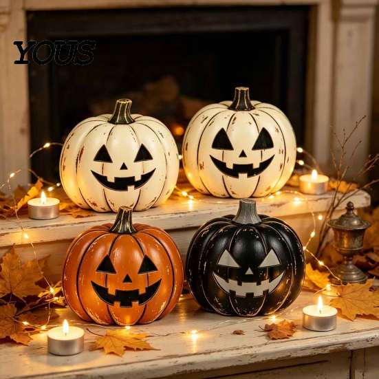 Multiuse Holiday Party Decorations 3/4Pcs Vintage Wooden Pumpkin Decor, Rustic Fall Tabletop Centerpiece, Farmhouse American Country Home Accents