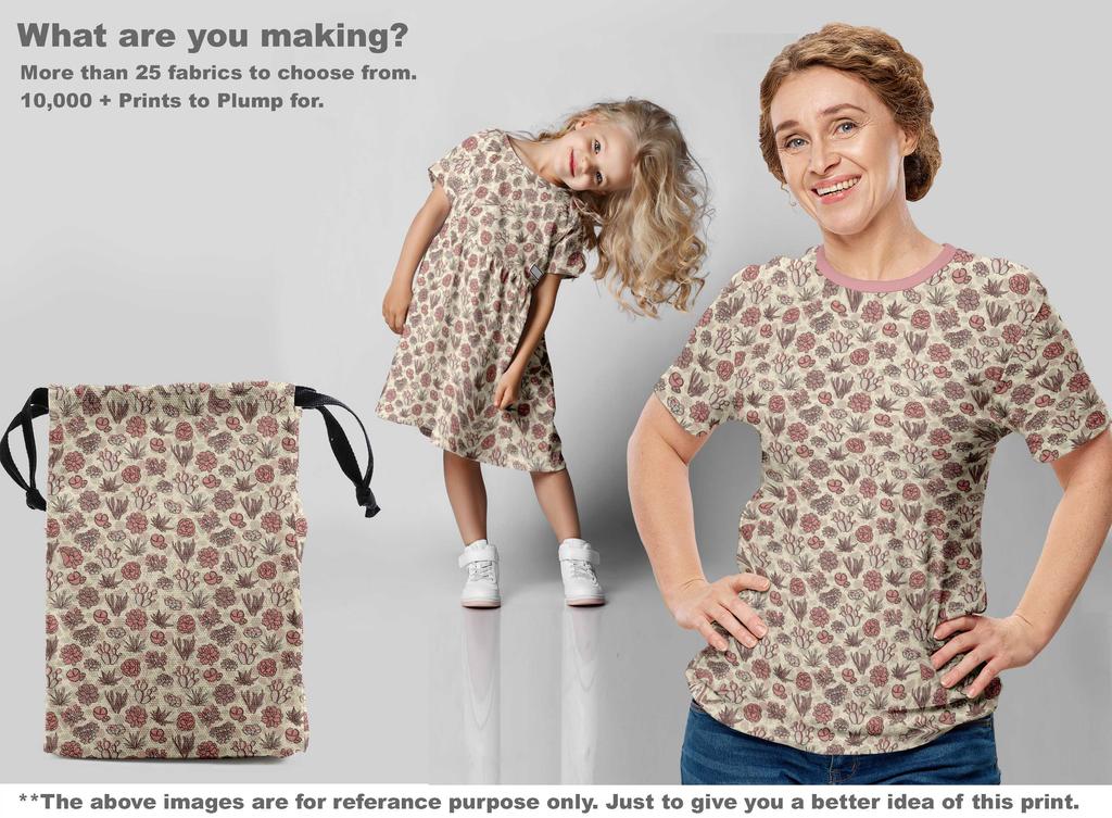 oneOone Georgette Viscose Dusty Pink Fabric Cactus Craft Projects Decor Fabric Printed By The Yard 42 Inch