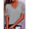 Women's T-shirt Hot Product Lace Stitching Loose V-neck Short-sleeved T-shirt