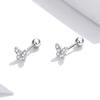 Rockyu Earrings for Small Butterfly for Both 925 Platinum Cubic Butterfly Christmas Women, Earrings, Ears, Silver, Finish, Zirconia, Cute, Motif,
