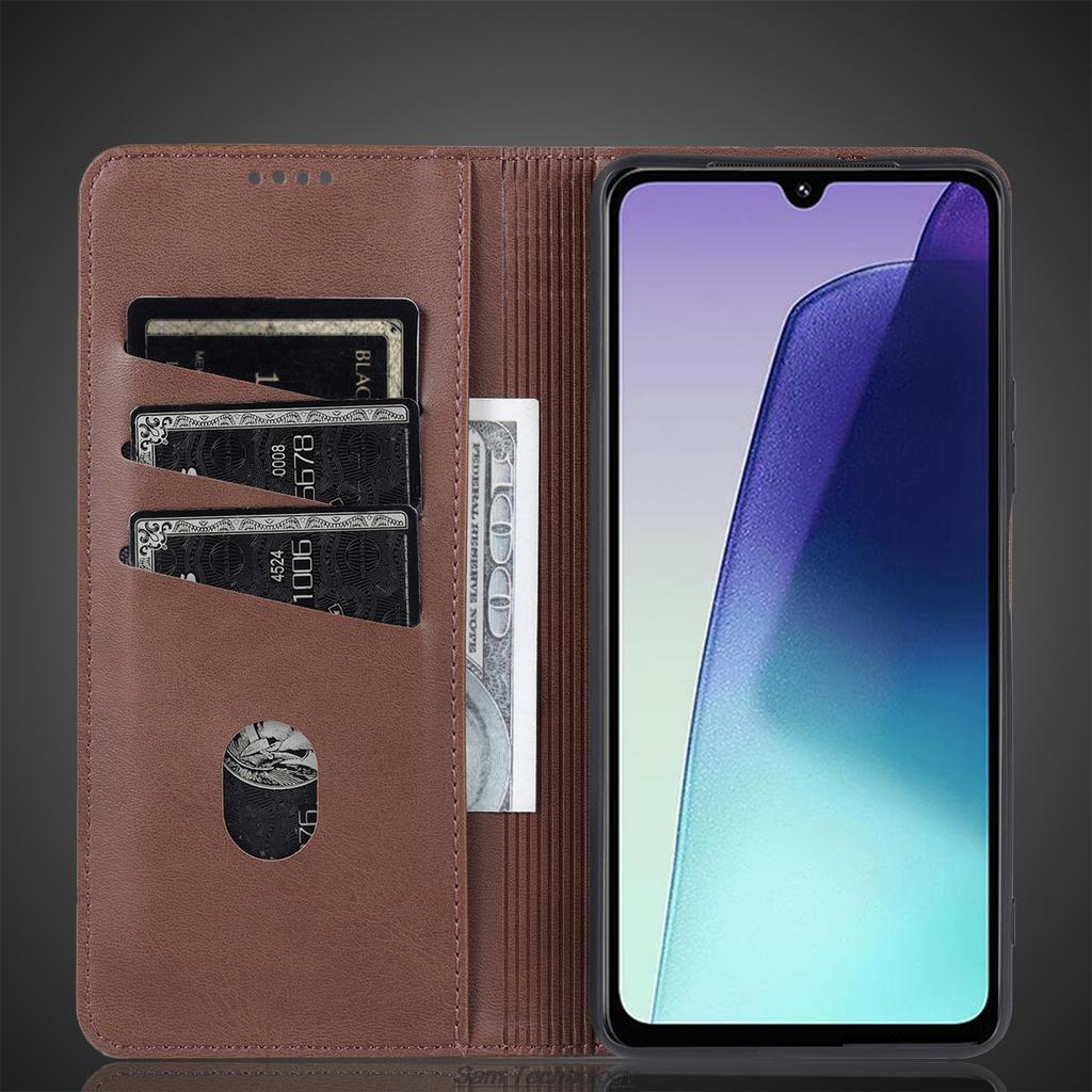 Magnetic Adsorption Leather Fitted Case for Xiaomi Redmi 14C 4G / Redmi 14R 5G Flip Cover Protective Case Capa Fundas Coque