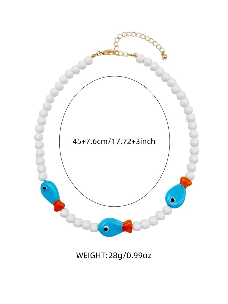 Ocean style small fish bead necklace suitable for women's daily wear