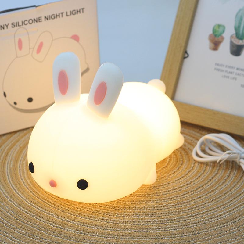 Милый Силиконовый Ночник-Кролик - Спутник для Сна и Лампа для Атмосферы в Спальне Warm Light