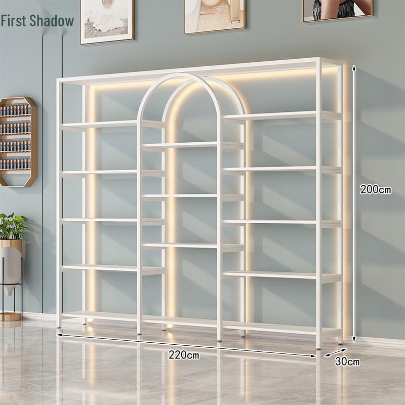 Multi-Function Light Luxury Nail Polish & Skincare Display Shelf for Beauty Salons