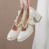 French Pearl Chain Retro Mary Jane Shoes Single Shoes Women's Versatile Leather Shoes