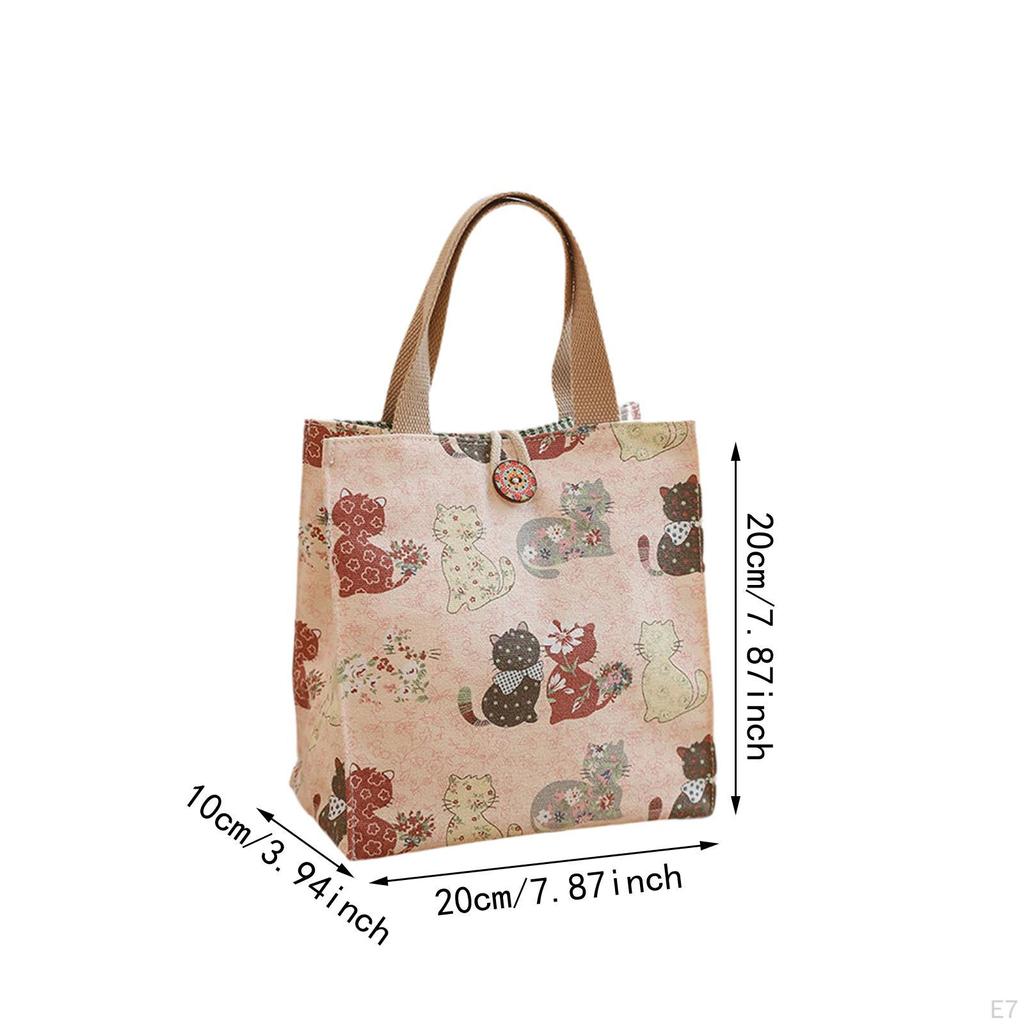 Borsa Tote in Tela alla Moda Carina Borsa da Pranzo a Mano per Campeggio Viaggi All'aperto