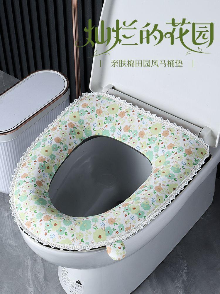Type Household Toilet Seat Cushion Made of Pure Cotton with Enlarged and Thickened Zipper All Season Universal Waterproof Seat Cover