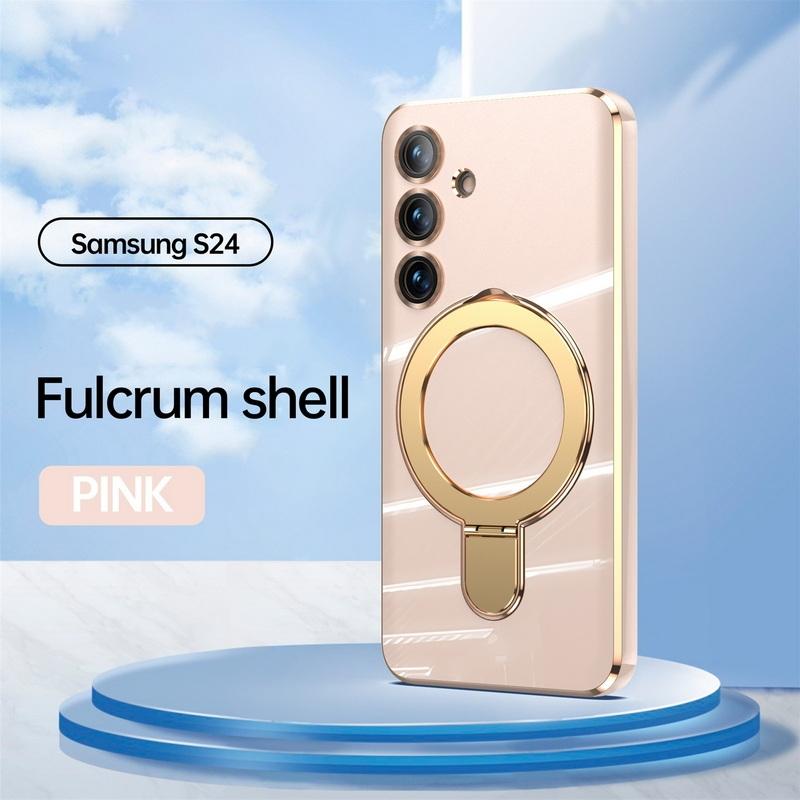 

Розкішний металевий чохол-тримач для Samsung Galaxy S25 Ultra S24 Ultra Plus Магнітна накладка-чохол Samsung S25 Ultra світло-рожевий колір