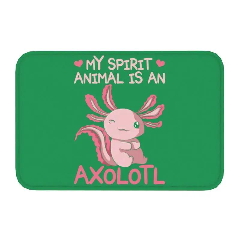 Custom Smiling Leucistic Axolotl Doormat Non-Slip Entrance Bath Kitchen Door Floor Mats Salamander Animal Living Room Carpet Rug