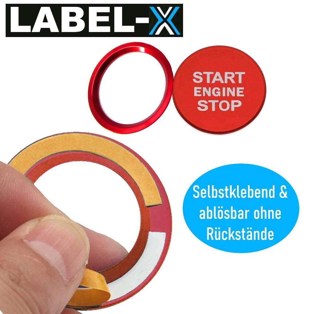 Buton inelar de pornire/oprire LABEL-X, roșu, potrivit pentru A4, A5, A6, A7, Q3, Q5 etc.