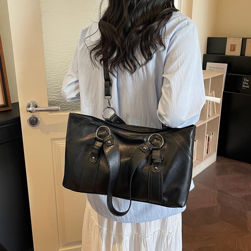 Fashion Womens Soft Leather Tote Bag Large Capacity Commuter Shoulder Bag with Adjustable Strap for Work School Shopping Work Travel Daily Use