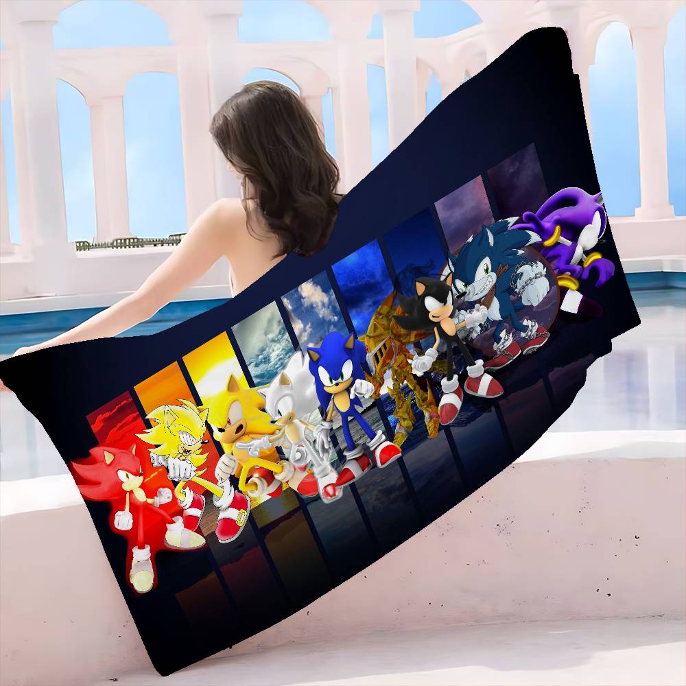 S-Sonic the Hedgehog Cartoon Microfiber Beach Towel Absorbent Quick dry Soft Yoga Swimming Resort Mountain Climbing Towel