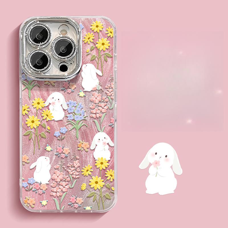 

Подставка для садового кролика, подходит для iPhone16, Apple 15promax, чехол для мобильного телефона 14 перьевая пряжа 13 милый 11 полный пакет Redmi K40/K40 Pro