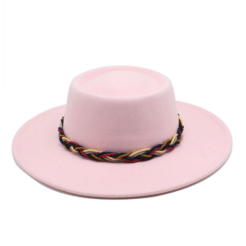 Wool Big-Brimmed Jazz Top Hat For Men And Women, Concave-Convex Top Woven With Top Hat 8.5Cm Big Edge
