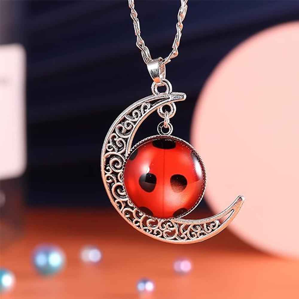 1 Set Cute Red Ladybug Necklace, Bracelet & Earrings Set For Women