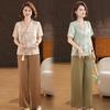 2026 New Summer Two-Piece Set: Elegant Short-Sleeve Top for Mothers & Elderly Women