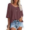 Summer Women's T-shirt V-neck Waffle Casual Loose Short-sleeved T-shirt