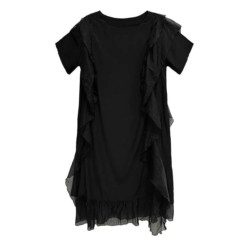 

Xitao Асимметричное платье пэчворк с круглым вырезом GYX1651 One Size чёрный