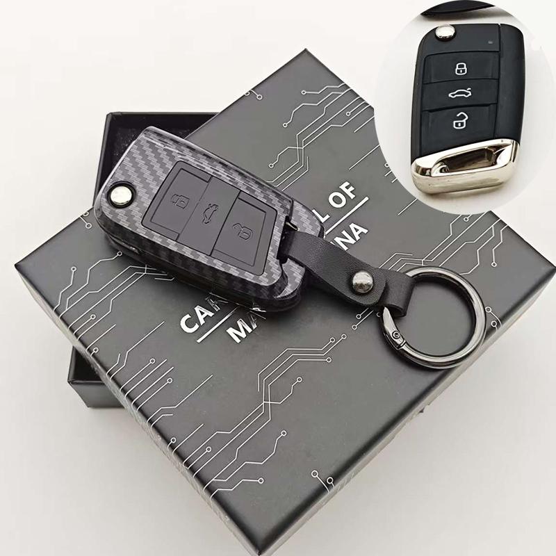 

NEW 3D ABS Carbon Fiber Style Car Key Case Cover For VW Volkswagen Jetta Golf 7 MK7 Tiguan MK2 Ateca Leon Ibiza Key Accessories