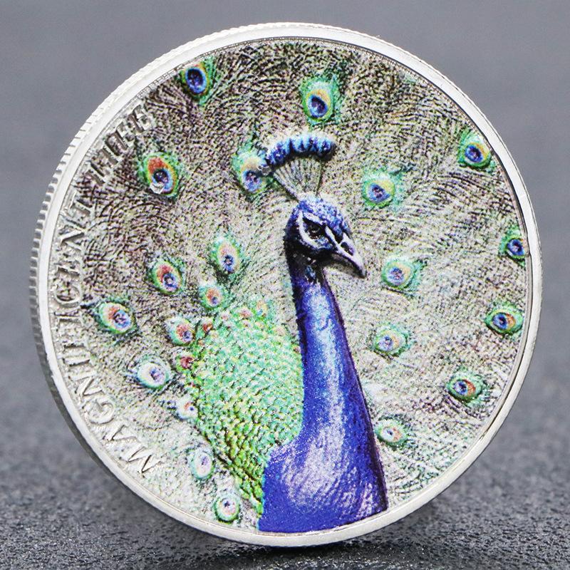 

Peacock coins, high relief, commemorative coins, three-dimensional coins, holiday gifts, commemorative medals, Queen of England серебряный