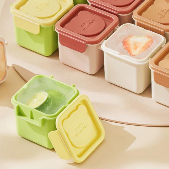 3 Stück Eiswürfelbox mit dicht schließendem Deckel Mini-Quadrat-Eiswürfelform für geruchsfreie Lagerung Mehrzweck-Lebensmittelechter PP-Eiswürfelbereiter Küchenzubehör