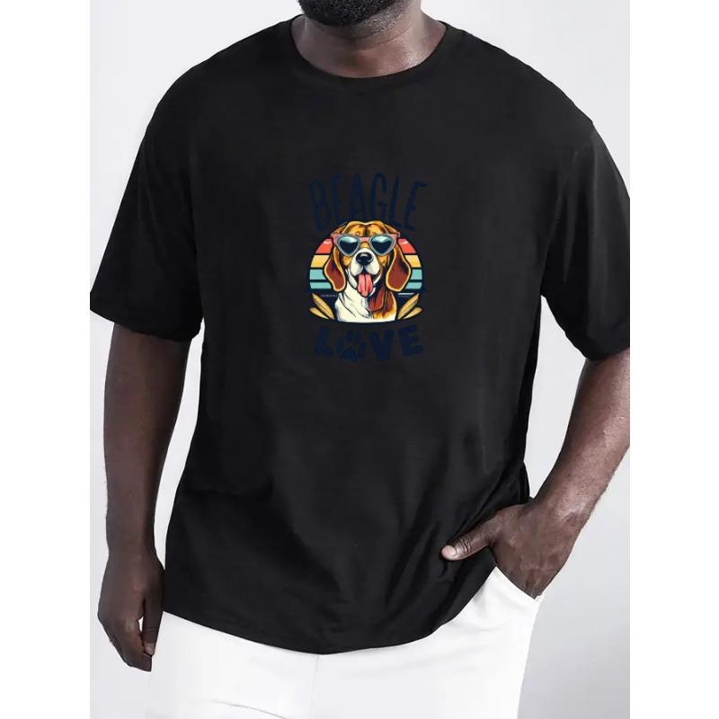 

European Size Beagle Fashion Glasses Beagle LOVE Wrinkle - Mens T-Shirt - Front Shoulder Fit 4XL чорний