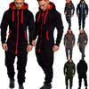Mens Sleeve Long Onesie Jumpsuit Tracksuit Zipper Overalls Fitness