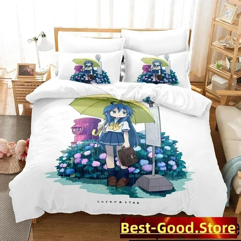 

Konata Izumi Lucky Star Bedding Set Printed Bed Set With Pillowcase Bed Duvet Cover Soft Queen King Size Bedclothes Home 70x133cm 2pcs