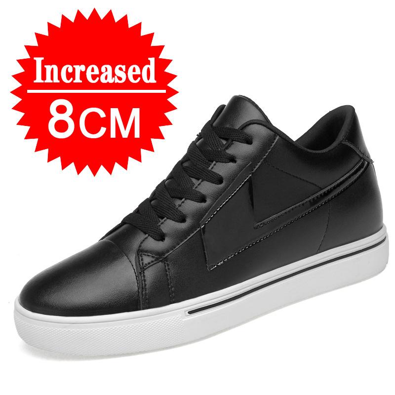 Fashion Sneakers Man Elevator Shoes Height Increase Insole 10cm White Black Taller Shoes Men Leisure Fashion Leather Sports Plus Size 44