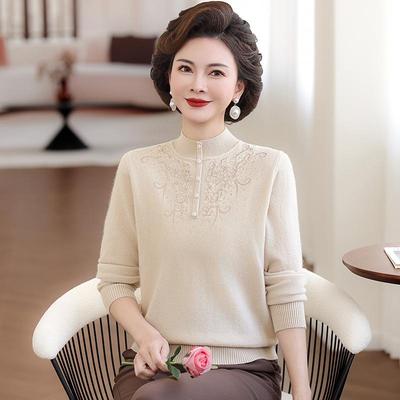 100% Wool Winter Sweater: New 2026 Style for Mom, Middle-Aged & Elderly Women's Warm Knit Top
