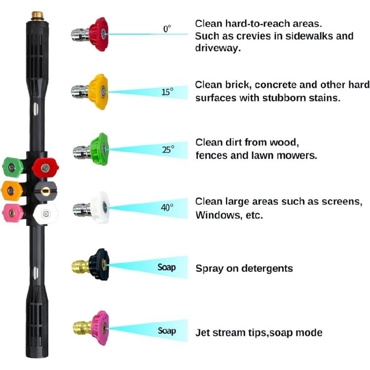 High Pressure Power Washer Extension Wand Set with Quick Connection Nozzles for Effective Diverse Cleaning Applications