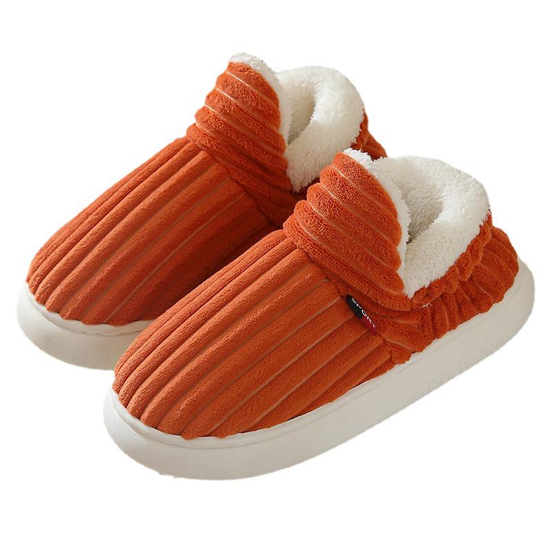 Winter Indoor Velvet-Heeled Cotton Shoes: Unisex Thick Sole for Warmth
